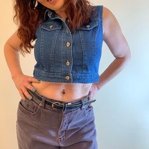 Vintage sleeveless denim croptop by Christie B.